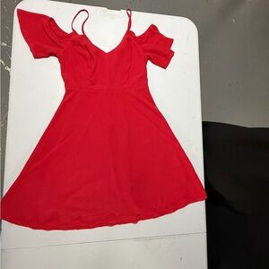 Coral Strap Dress with shoulder cutouts